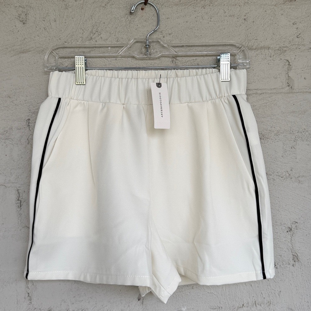 NWT Anthropologie Bishop + Young Ford Drawstring Track Shorts Ivory Size Small - Picture 2 of 14